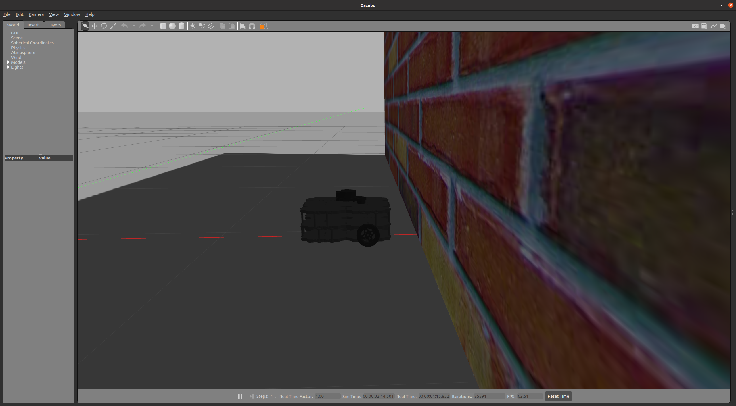 Turtlebot3 in front of wall